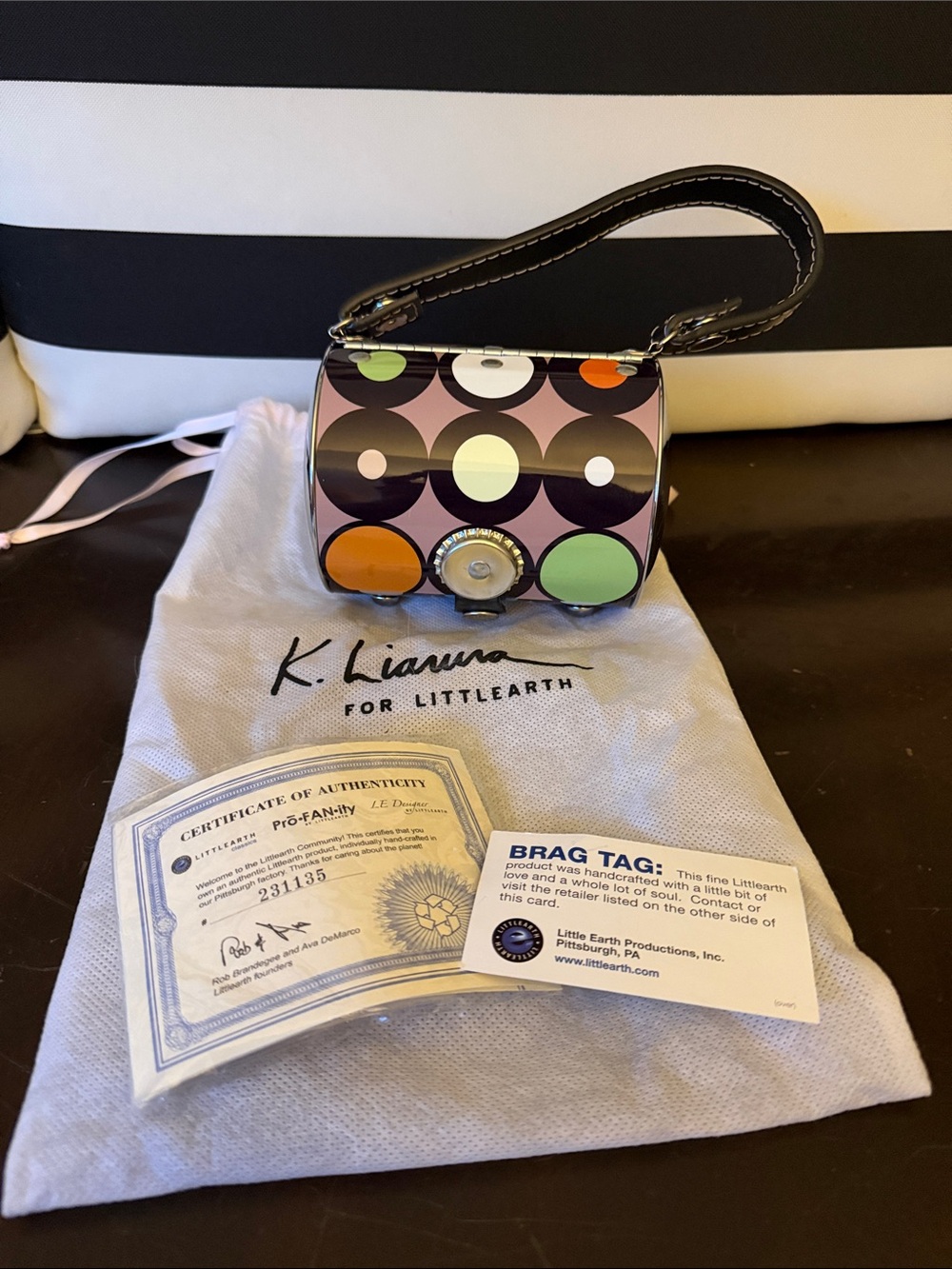 BRAND NEW - K. Lianna for LITTLEARTH Cylindrical Wristlet - Pastel Polka Dot